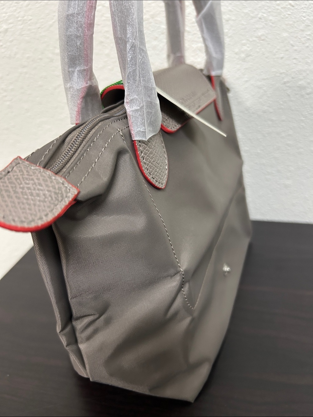 Longchamp Small  Brown Tote with Red Accents - Picture 6 of 6